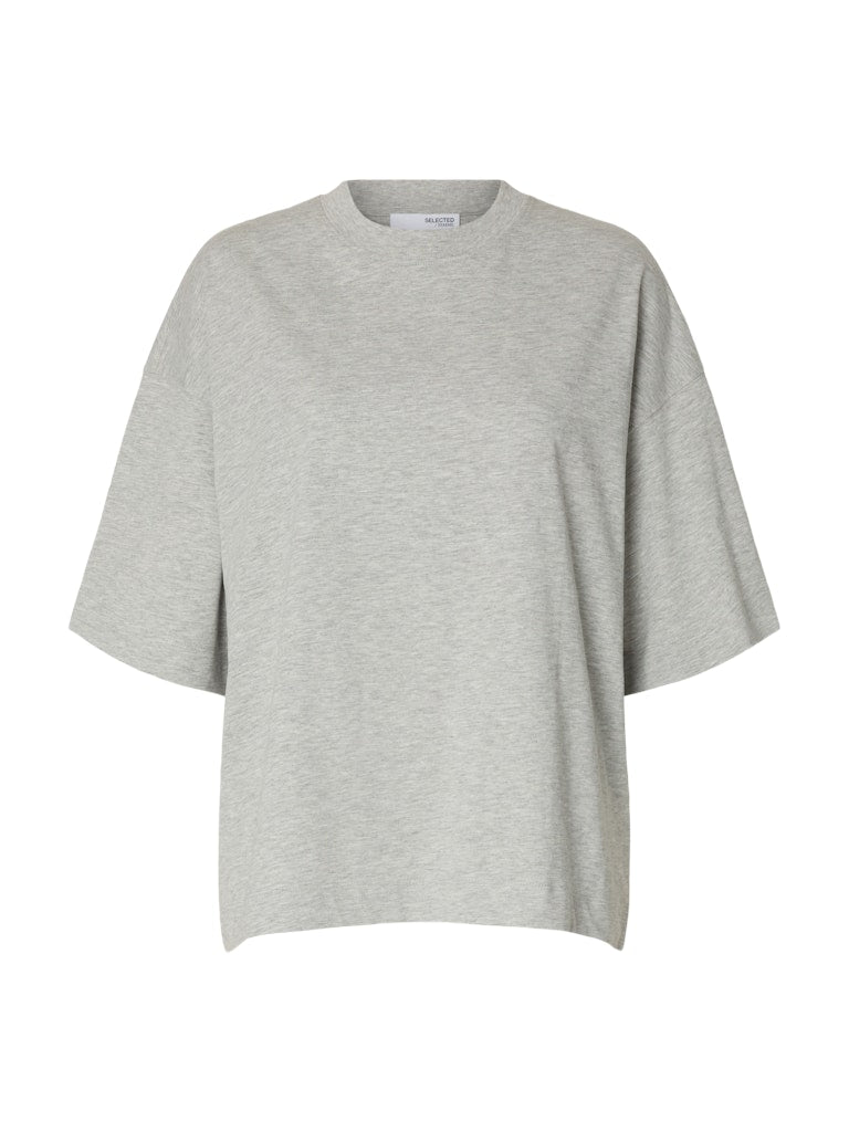 SLFCOLWOMAN 2/4 Oversized Tee,  light grey melange