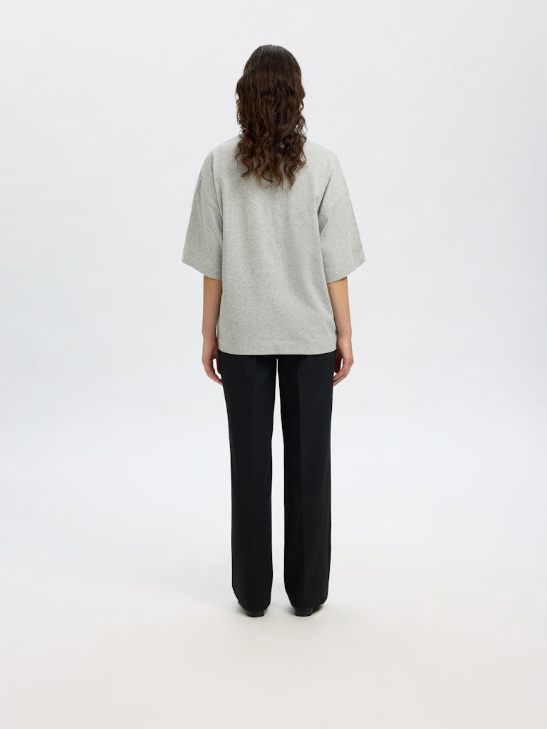 SLFCOLWOMAN 2/4 Oversized Tee,  light grey melange
