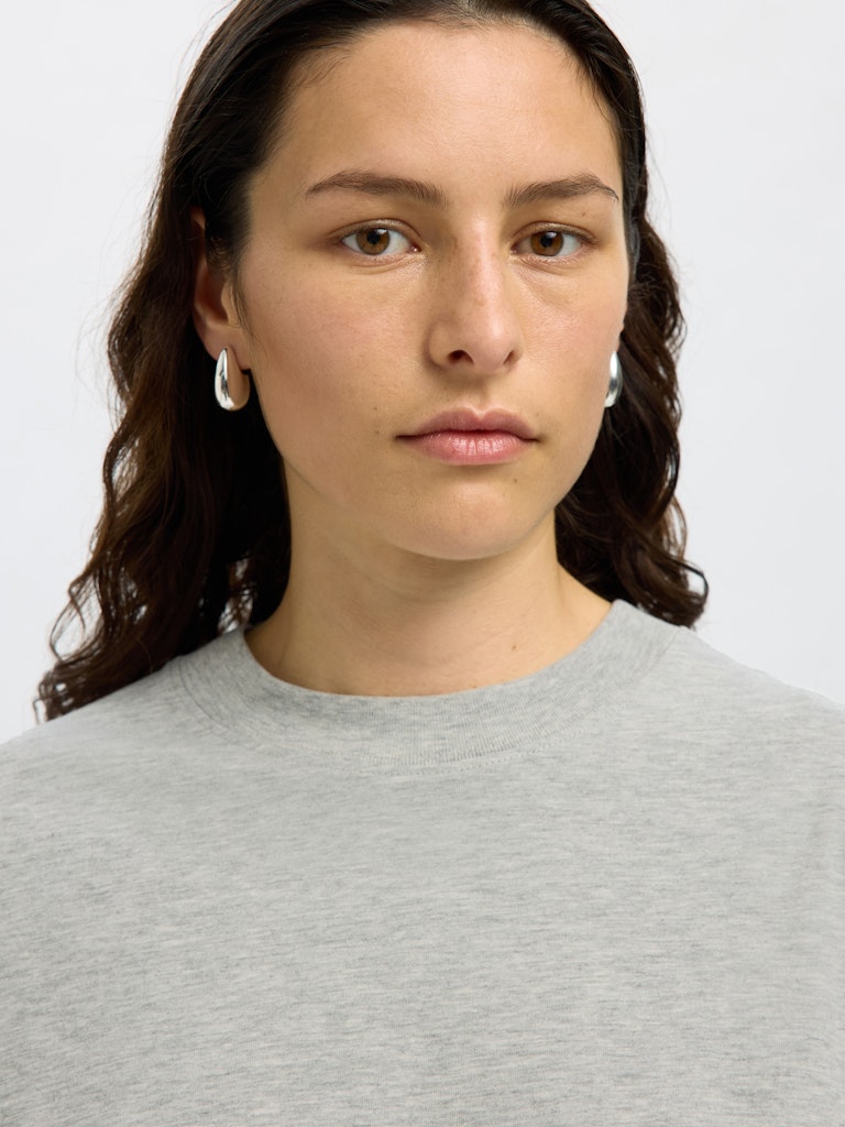 SLFCOLWOMAN 2/4 Oversized Tee,  light grey melange