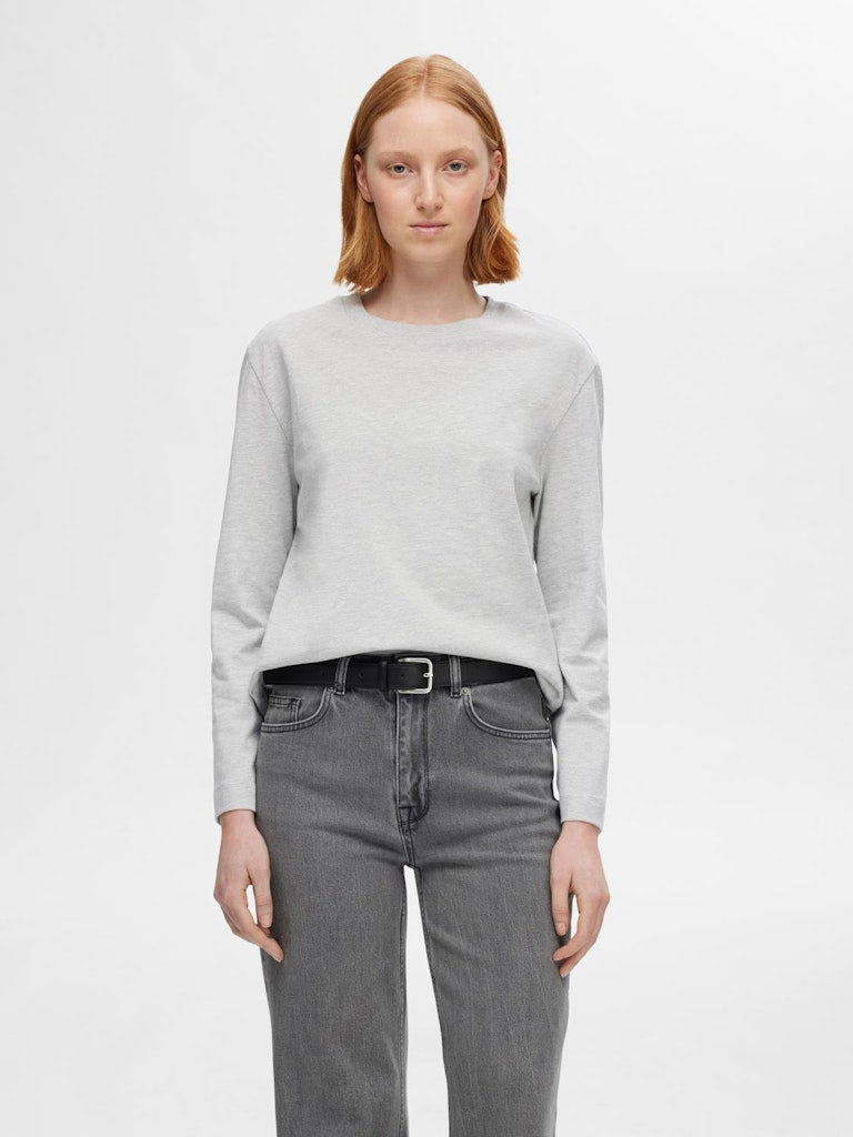 SLFESSENTIAL Boxy Long Tee, light grey melange