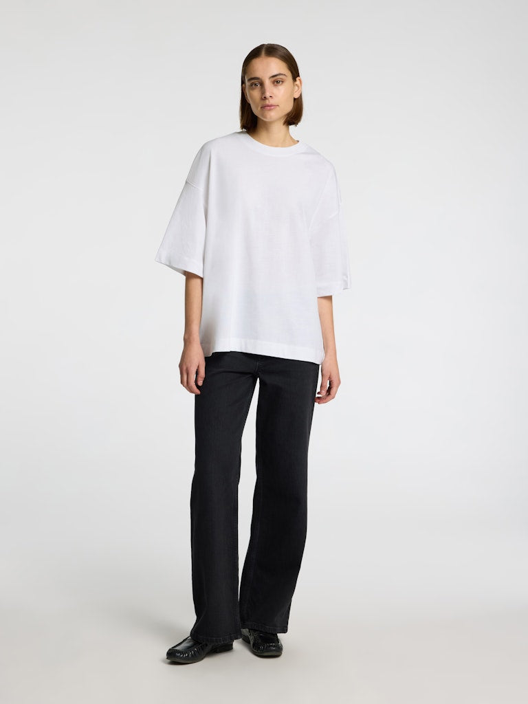 SLFCOLWOMAN 2/4 Oversized Tee, bright white