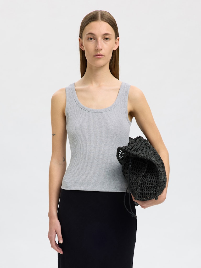 SLFANNA U-Neck Tanktop, light grey melange