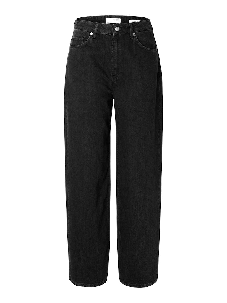 SLFMARLEY Black Wide Jeans, black denim