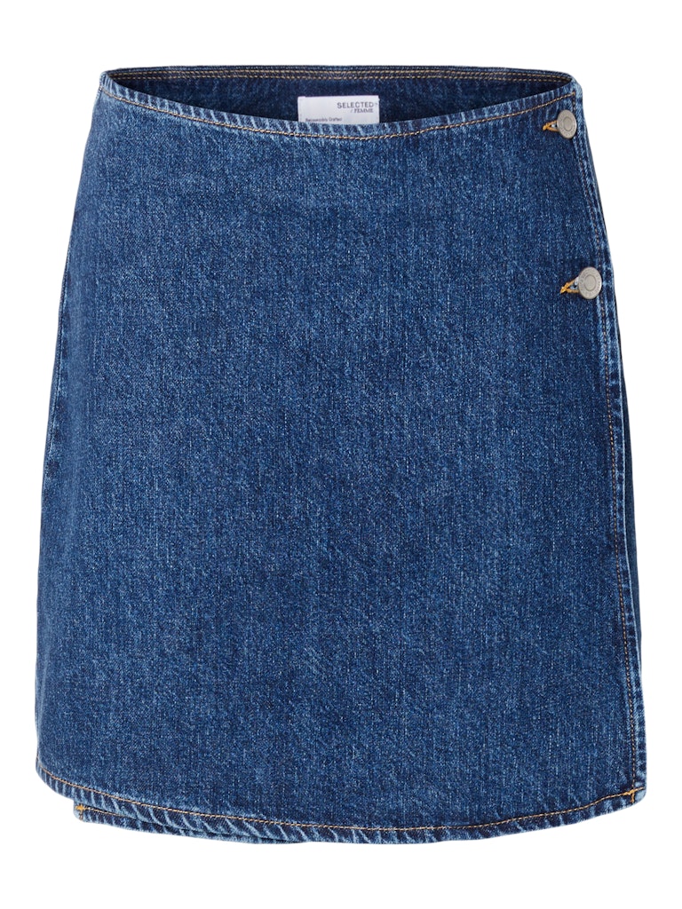 SLFCLAIR Short Wrap Denim Skirt, Medium Blue Denim