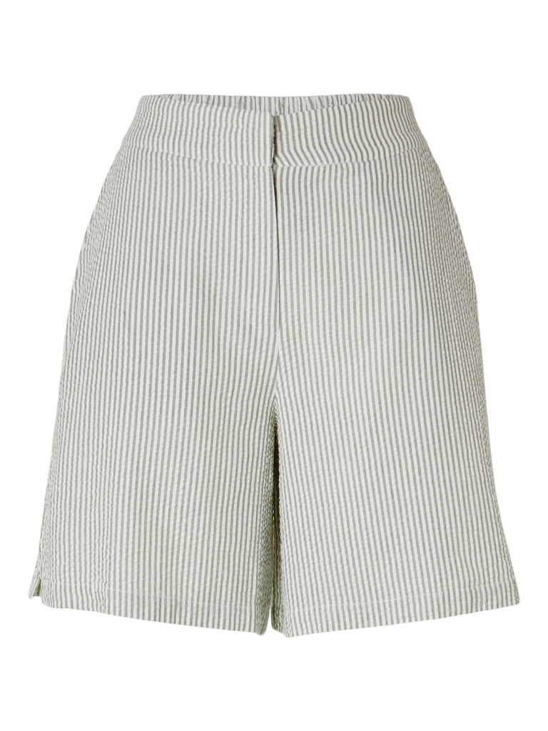 SLFVITTORIA Wide Striped Shorts, Snow White/Grey Stripes