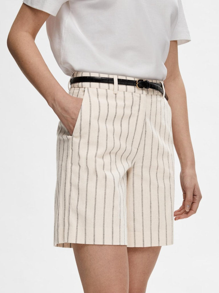 SLFHILDA Shorts, Pine Stripe / Sandshell