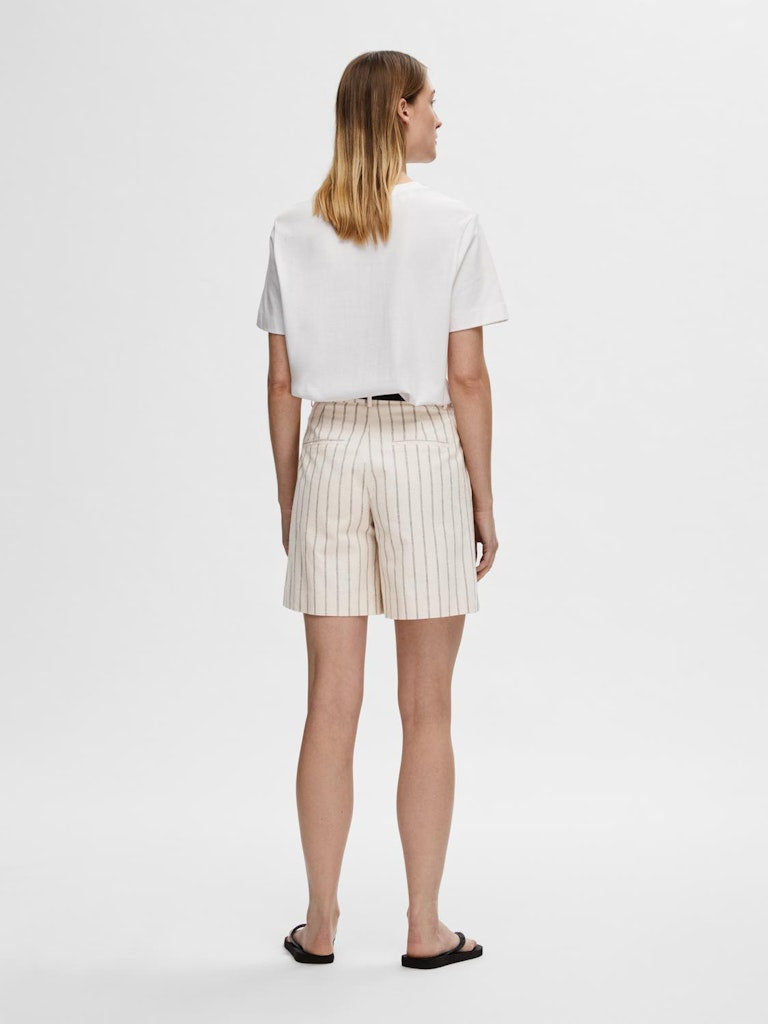 SLFHILDA Shorts, Pine Stripe / Sandshell