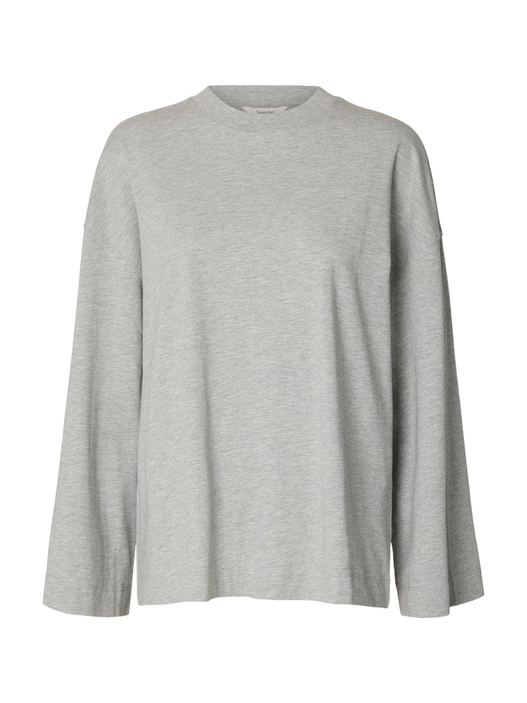 SLFCOLWOMAN LS Oversized Tee, light grey melange
