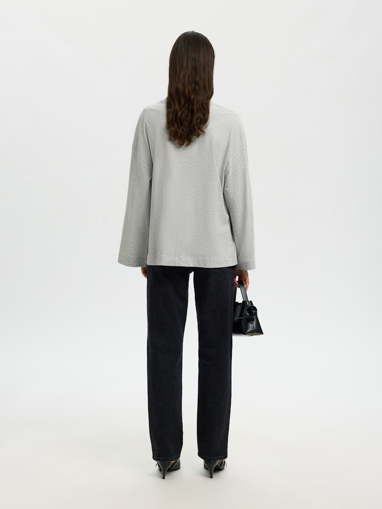 SLFCOLWOMAN LS Oversized Tee, light grey melange