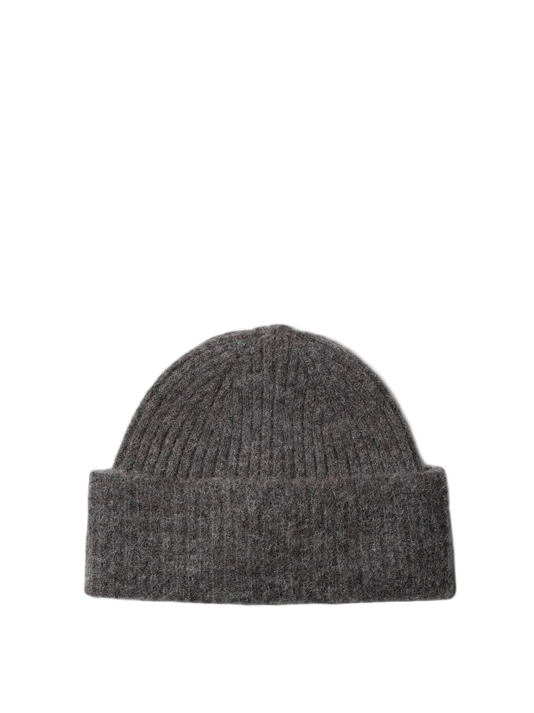 SLWLULU Woll Blend Knit Beanie, Medium Grey Melange