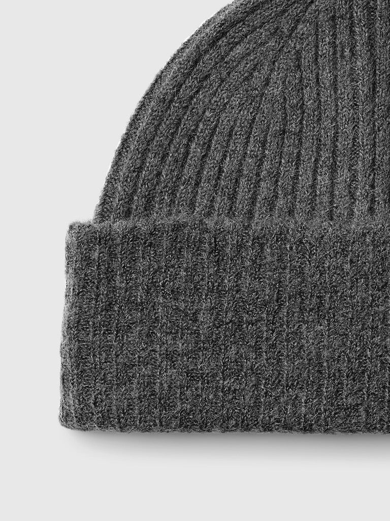 SLWLULU Woll Blend Knit Beanie, Medium Grey Melange