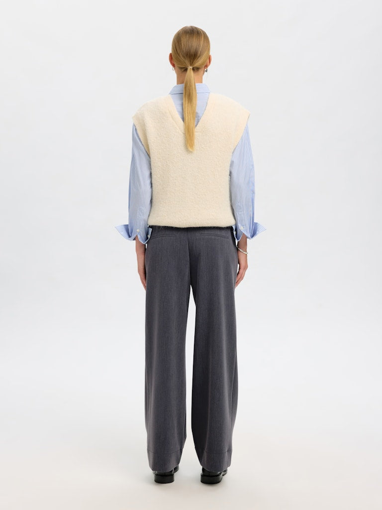 SLFPATRICIA Wide Pants, dark grey melange