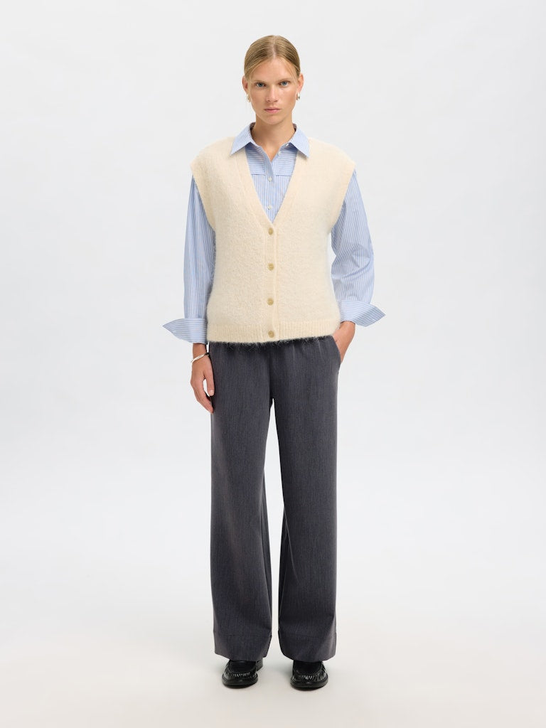 SLFPATRICIA Wide Pants, dark grey melange