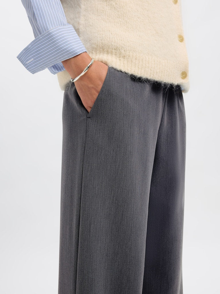 SLFPATRICIA Wide Pants, dark grey melange