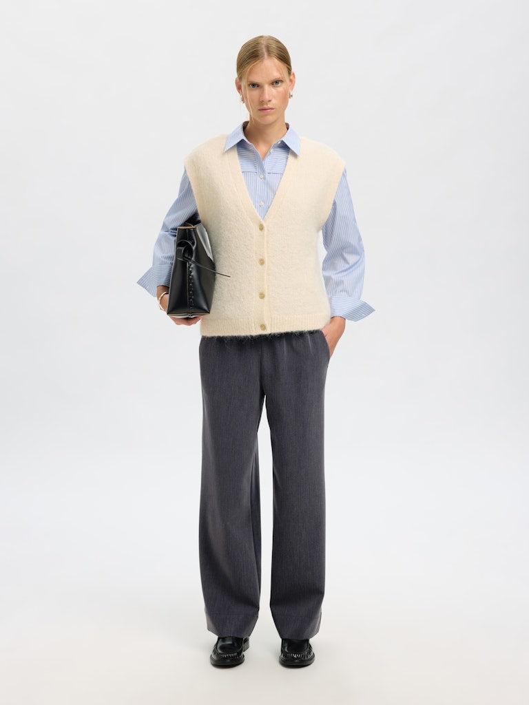 SLFPATRICIA Wide Pants, dark grey melange