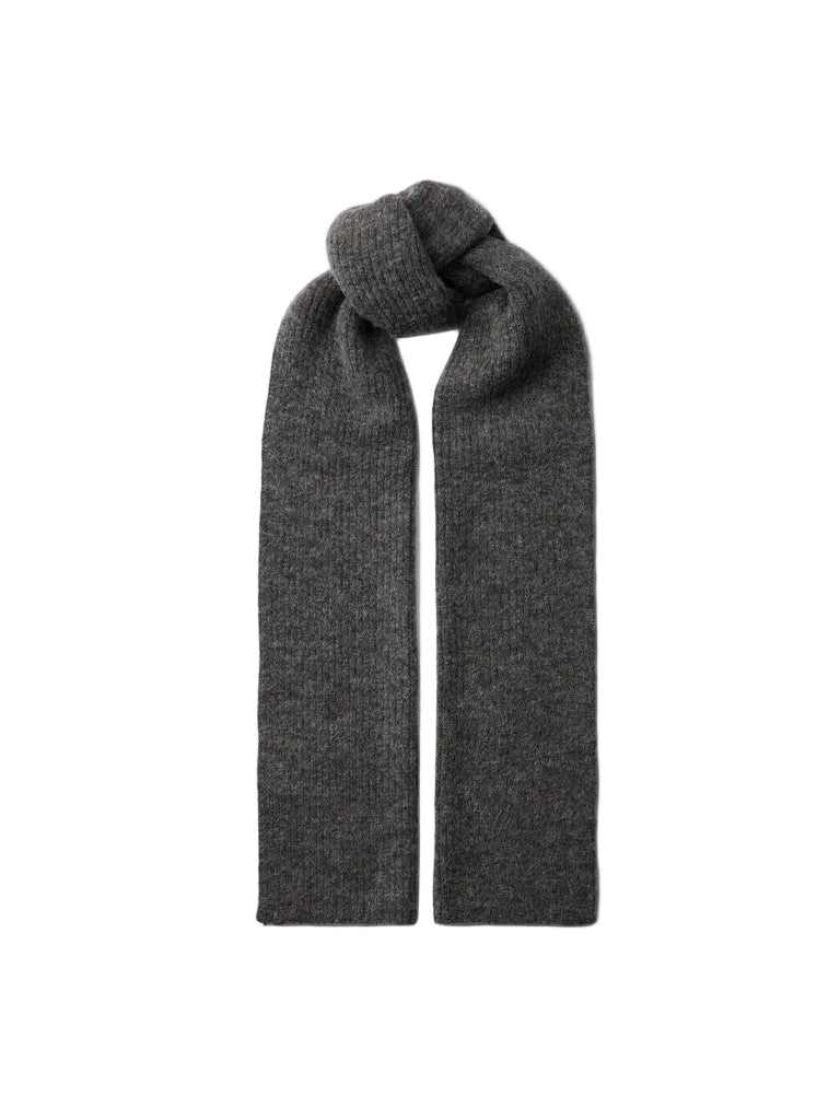 SLWLULU Woll Blend Narrow Knit Scarf, Medium Grey Melange