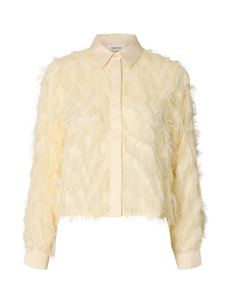 SLWMYLINE LS Fluffy Cropped Shirt, Angora