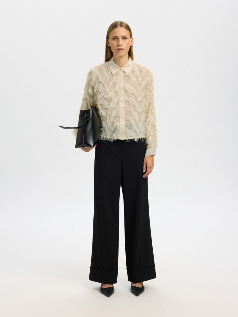 SLWMYLINE LS Fluffy Cropped Shirt, Angora