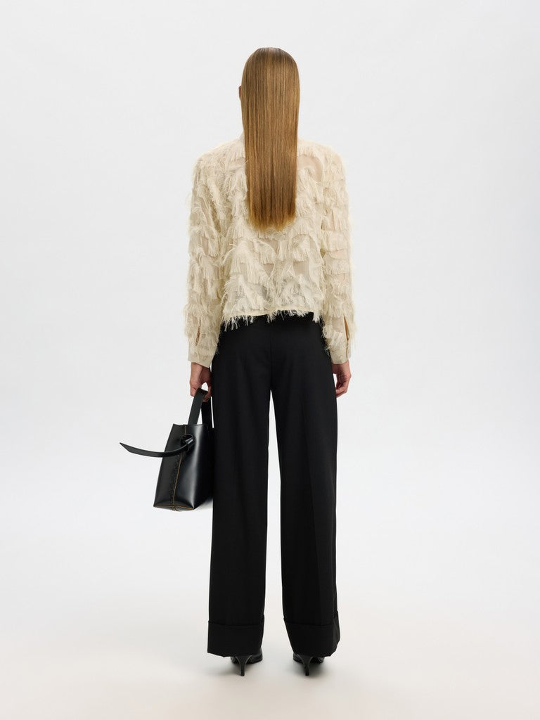 SLWMYLINE LS Fluffy Cropped Shirt, Angora