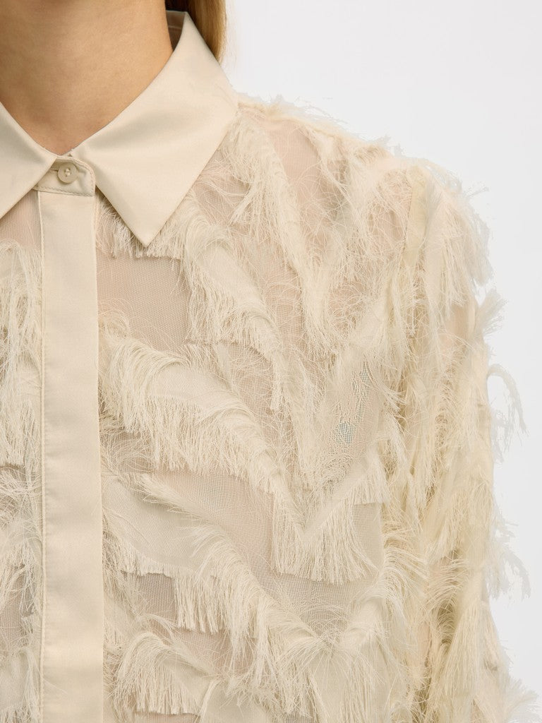SLWMYLINE LS Fluffy Cropped Shirt, Angora
