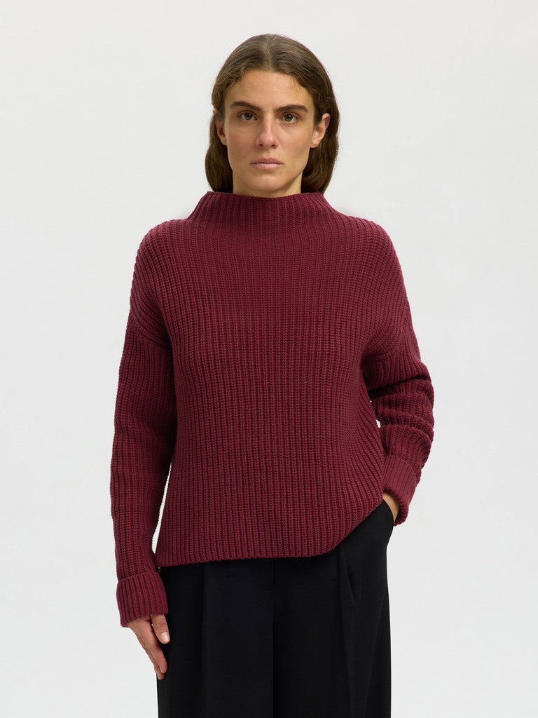 SLWSELMA SUS LS Knit Pullover, Tawny Port
