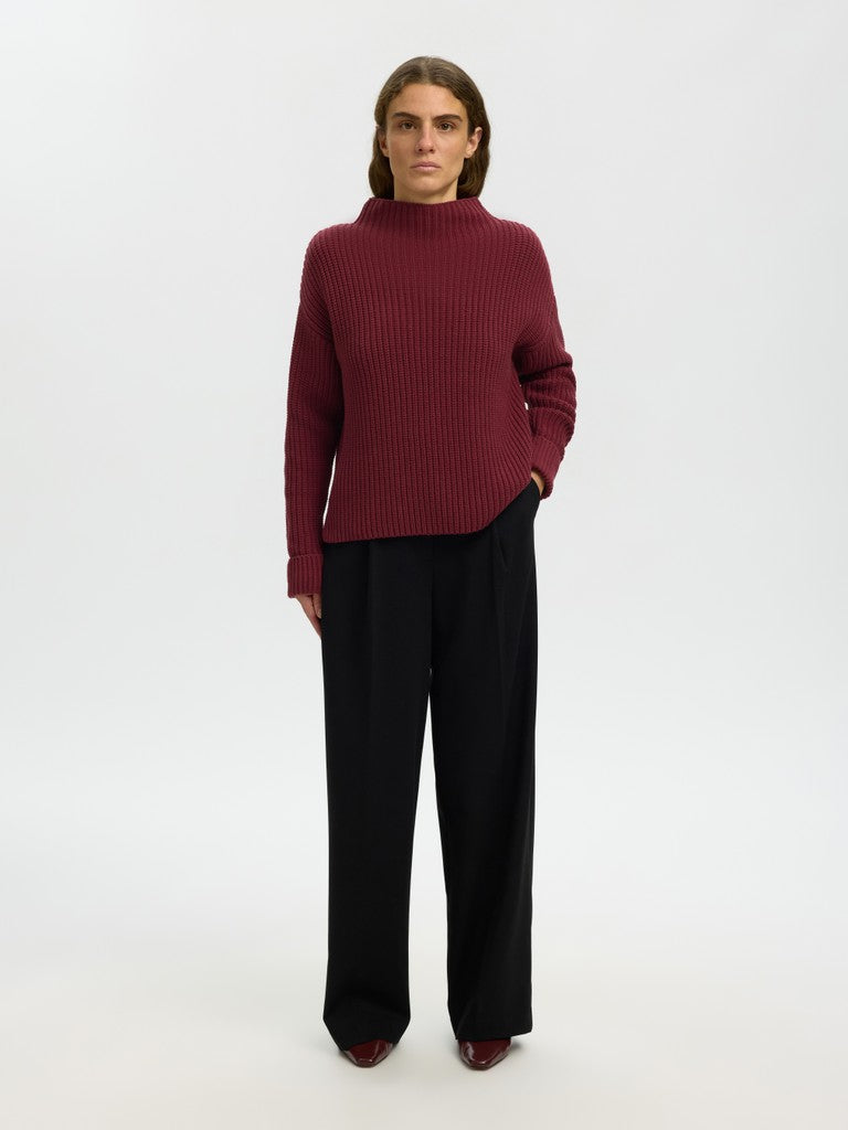 SLWSELMA SUS LS Knit Pullover, Tawny Port