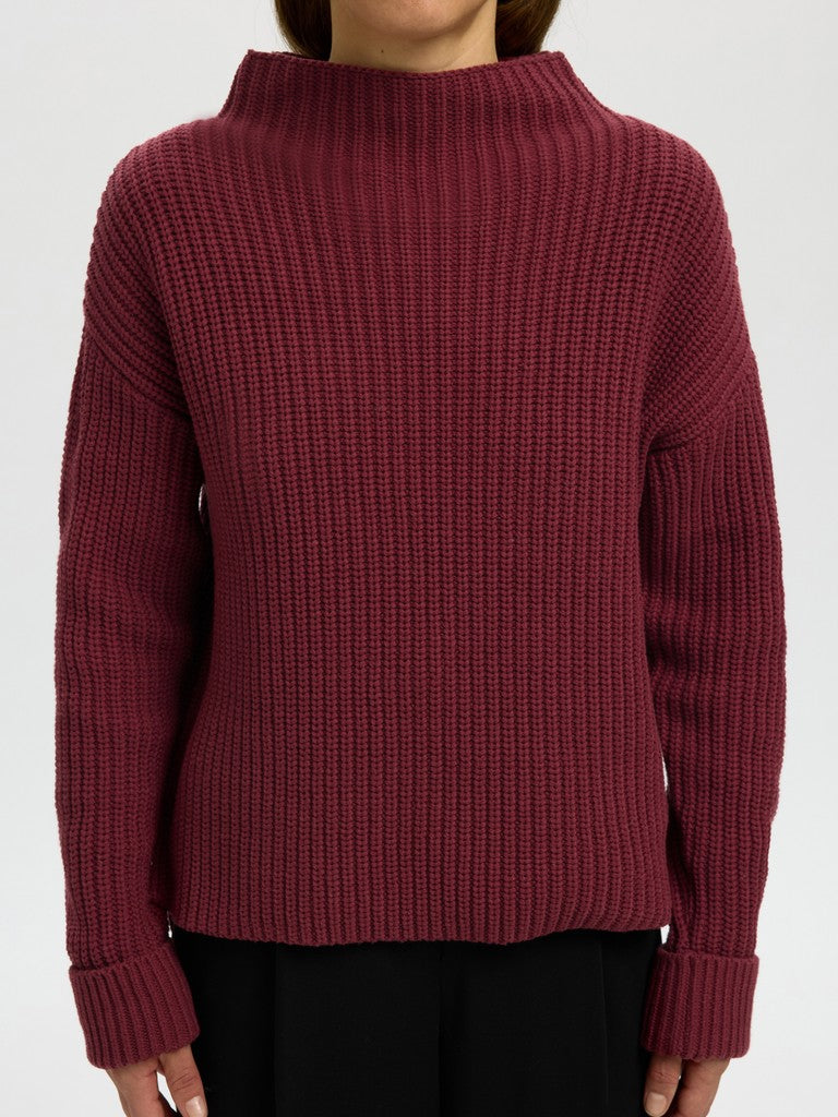 SLWSELMA SUS LS Knit Pullover, Tawny Port