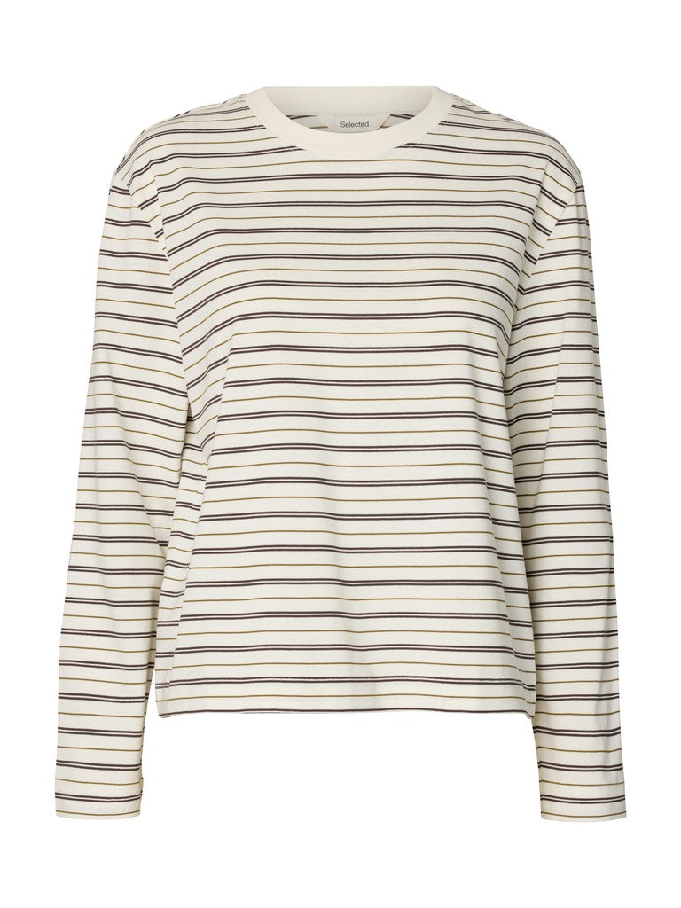 SLWESSENTIAL Striped Boxy Long Tee, Delicioso Multi Stripe