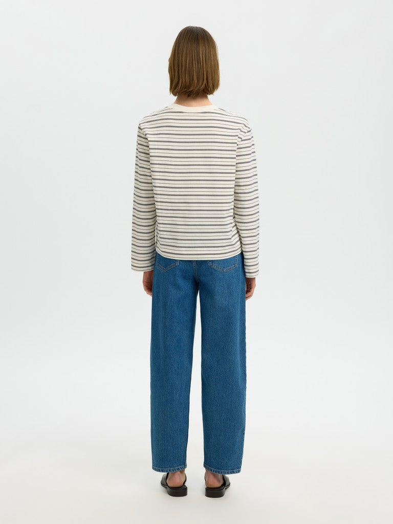 SLWESSENTIAL Striped Boxy Long Tee, Delicioso Multi Stripe