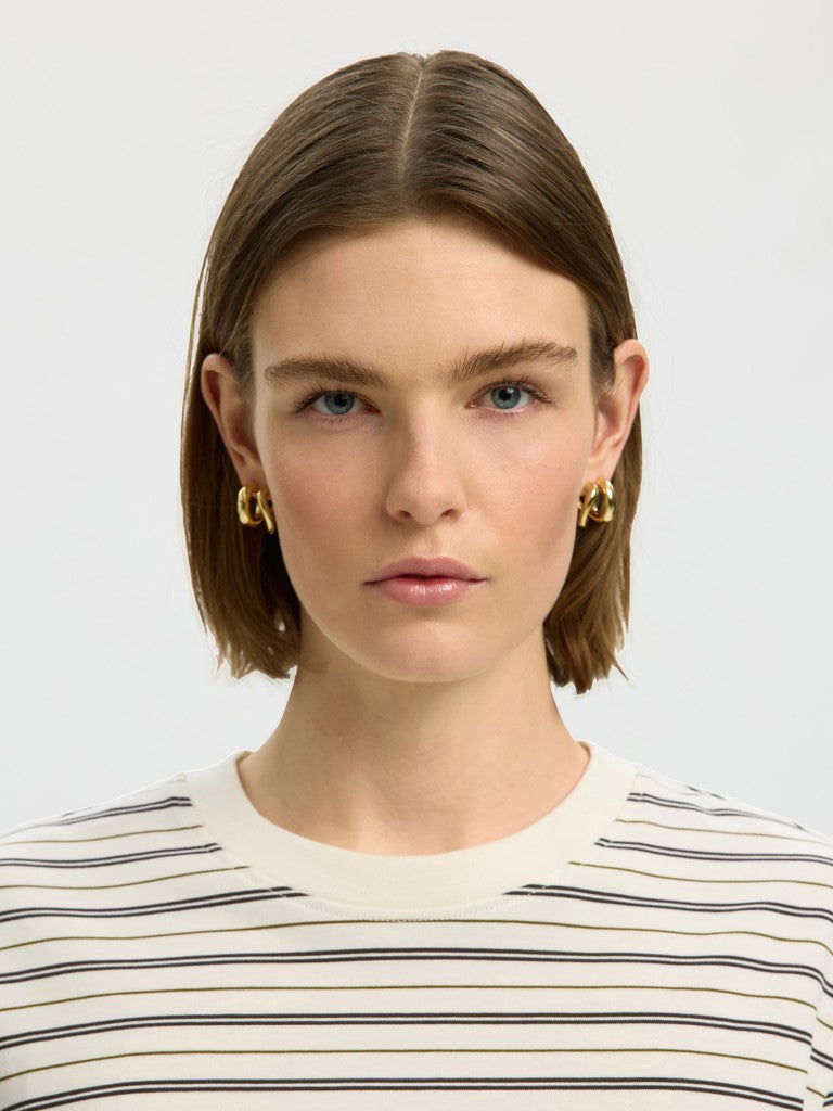 SLWESSENTIAL Striped Boxy Long Tee, Delicioso Multi Stripe