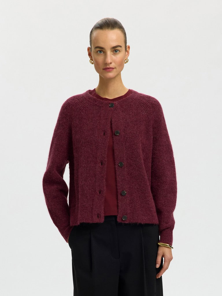 SLWLULU Knit Short Cardigan, tawny port melange