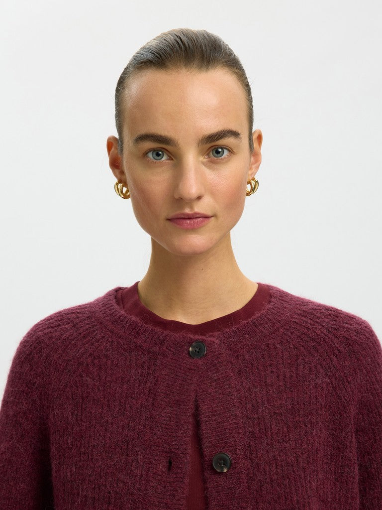 SLWLULU Knit Short Cardigan, tawny port melange