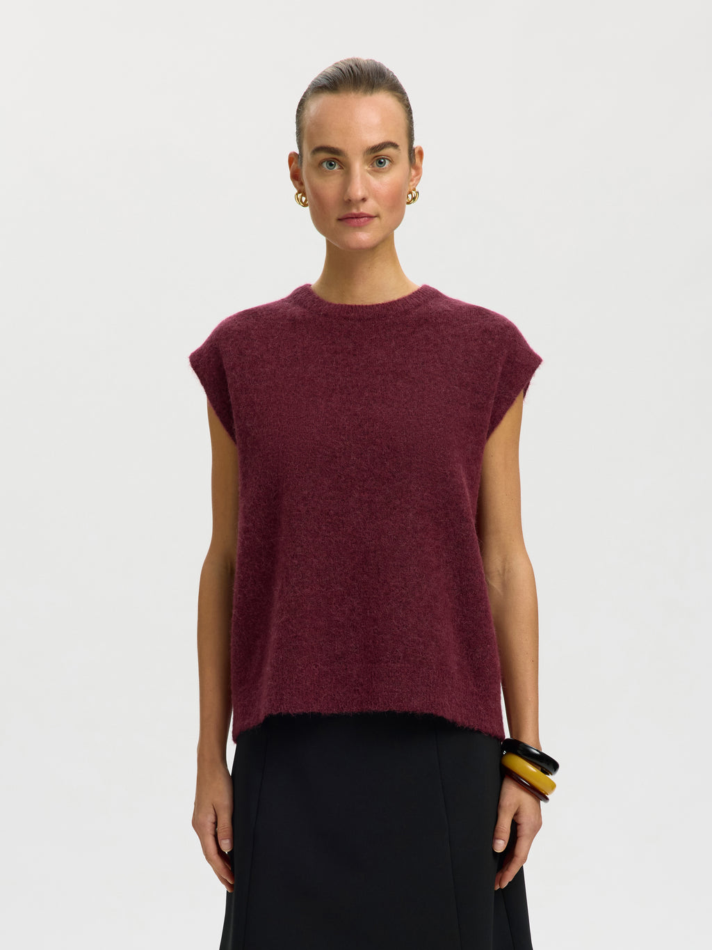 SLWLULU SL Knit Vest, Tawny Port Melange