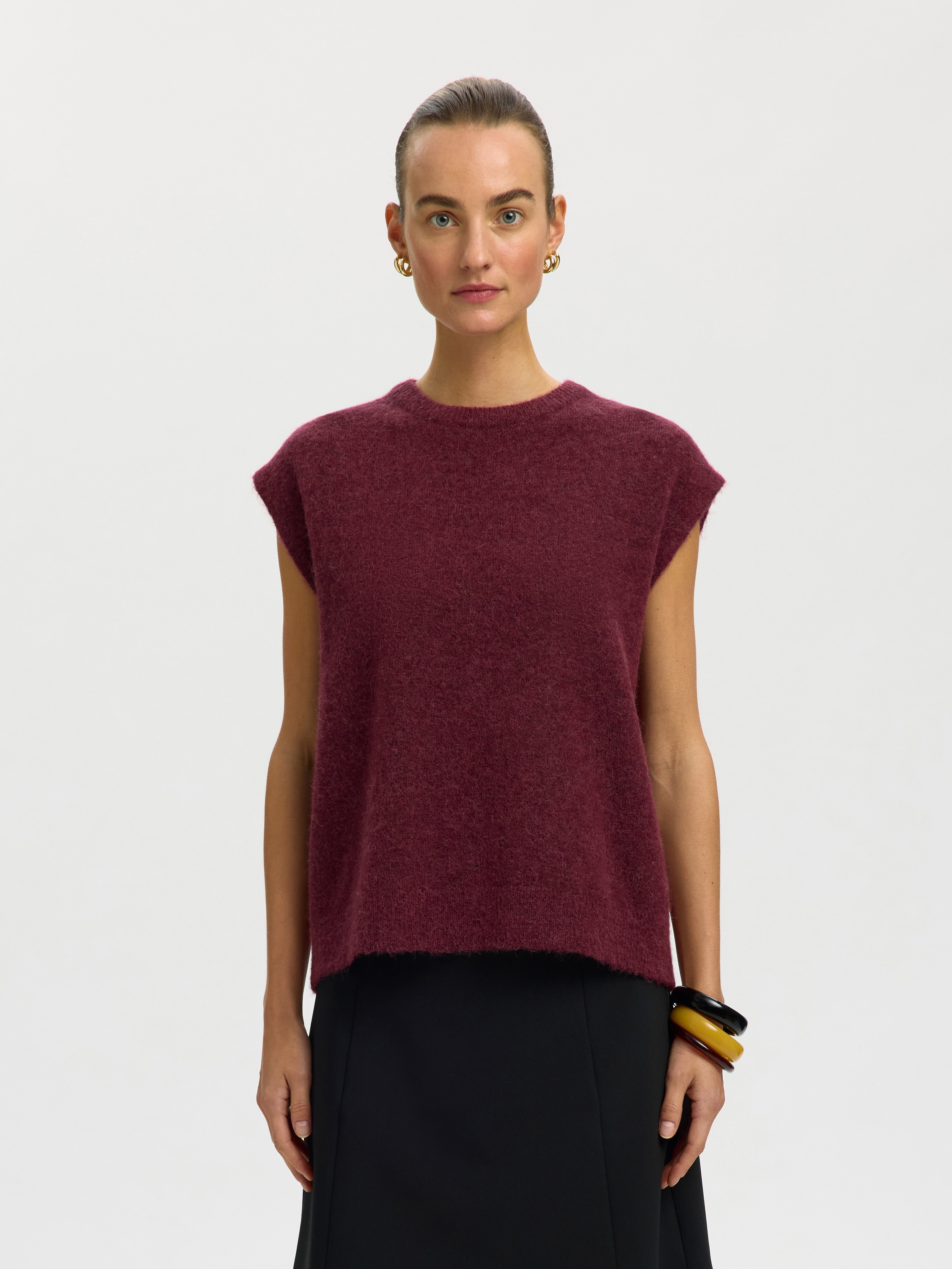 SLWLULU SL Knit Vest, Tawny Port Melange