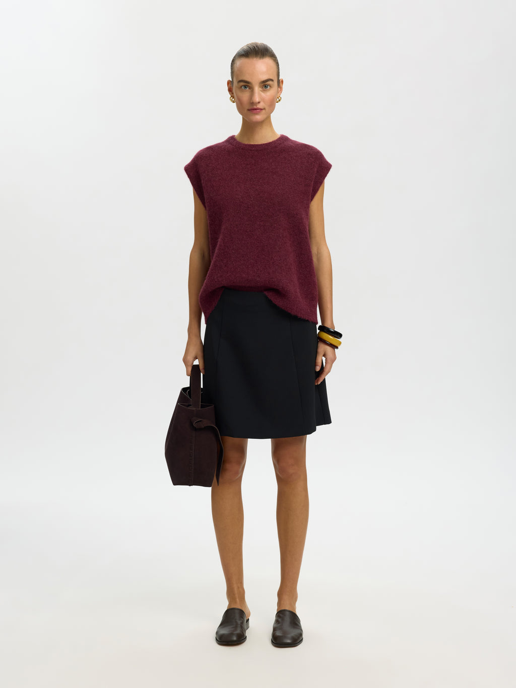 SLWLULU SL Knit Vest, Tawny Port Melange