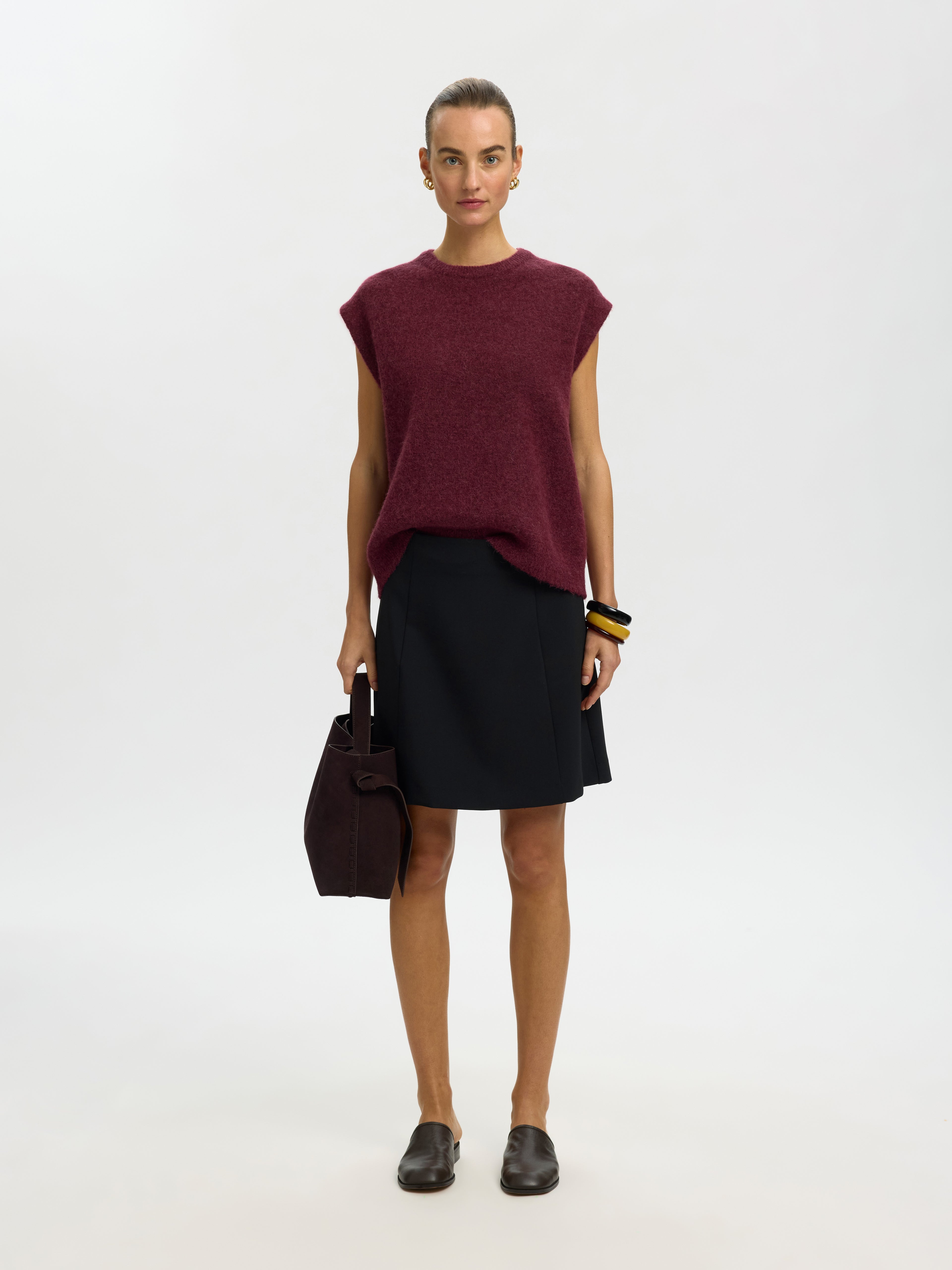 SLWLULU SL Knit Vest, Tawny Port Melange