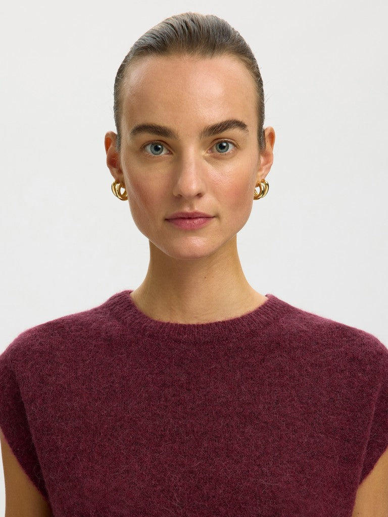 SLWLULU SL Knit Vest, Tawny Port Melange