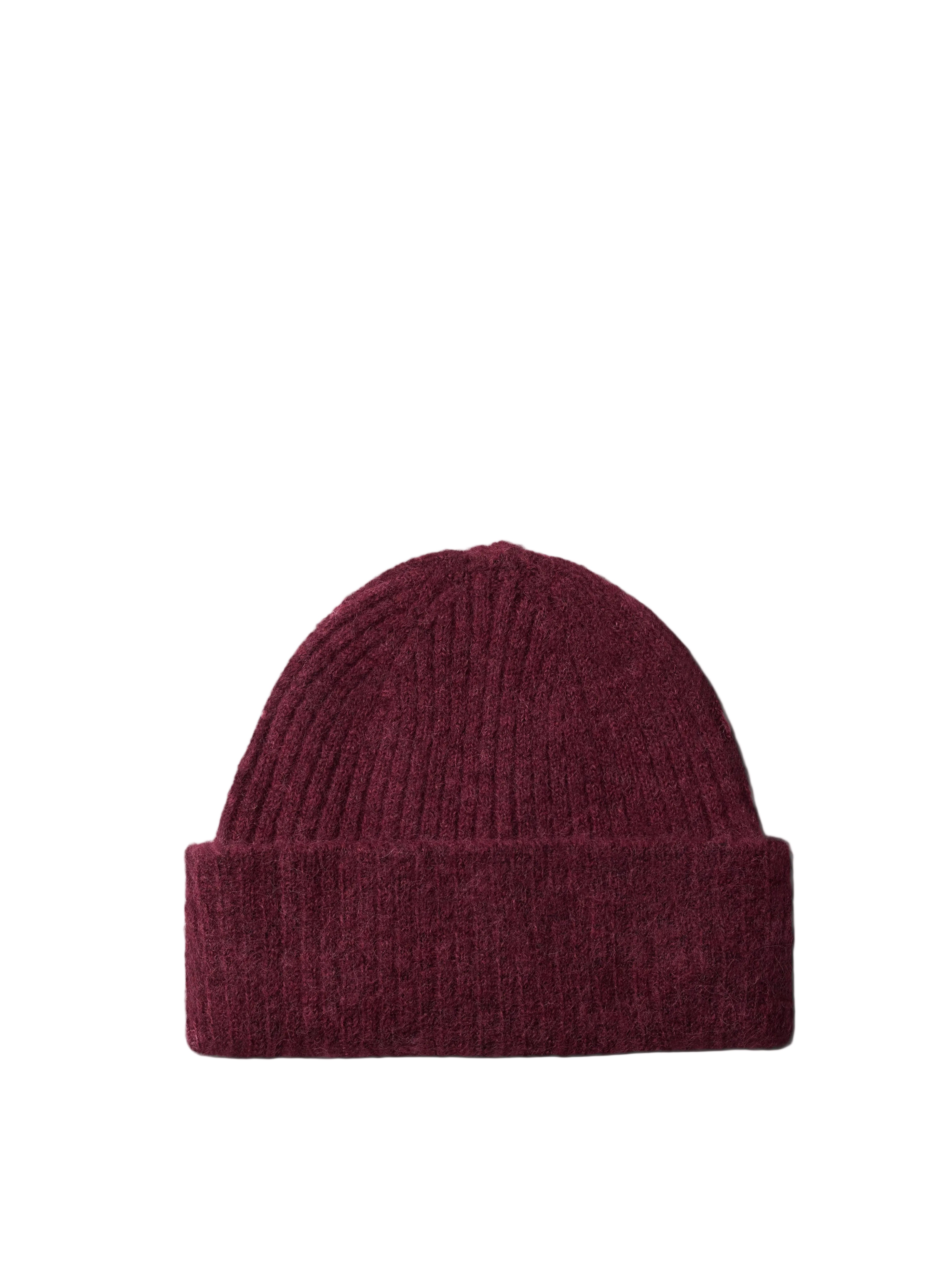 SLWLULU Woll Blend Knit Beanie, Tawny Port Melange