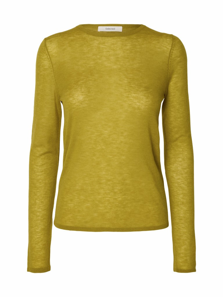 SLWVENDY LS Knit Wool O-Neck, Avocado Oil
