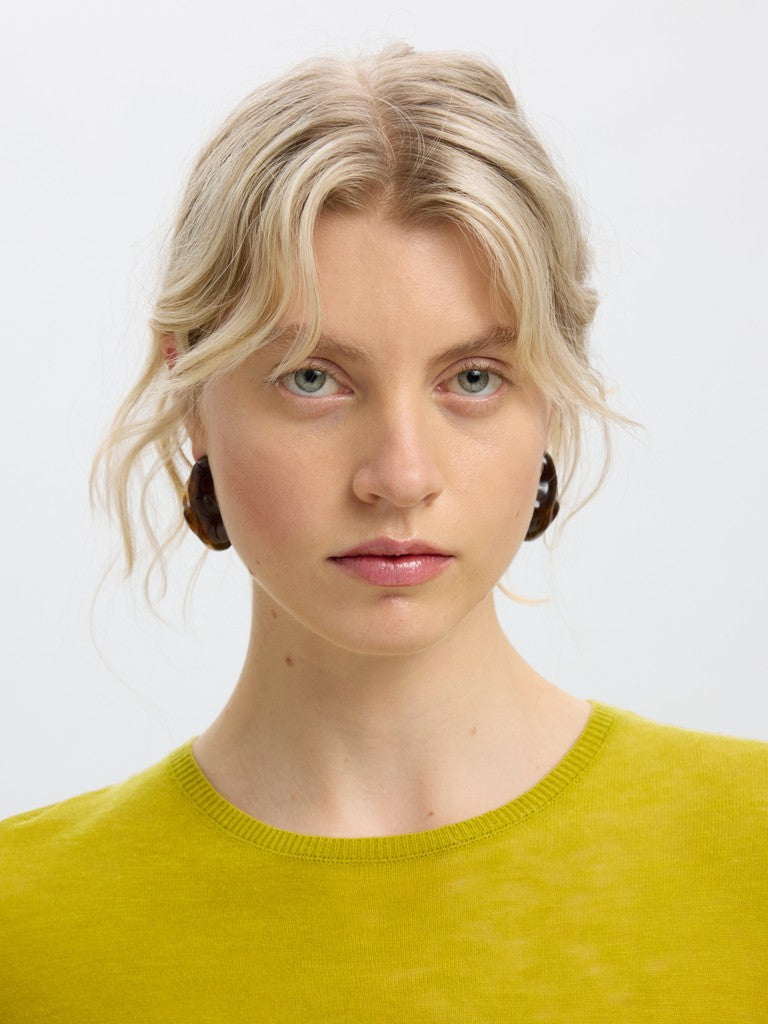 SLWVENDY LS Knit Wool O-Neck, Avocado Oil