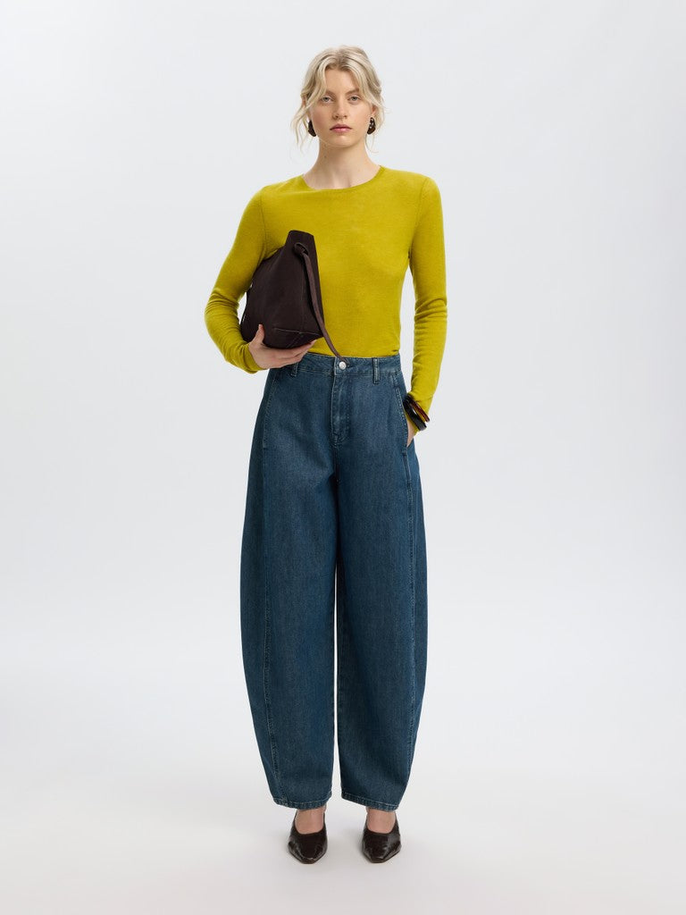 SLWVENDY LS Knit Wool O-Neck, Avocado Oil