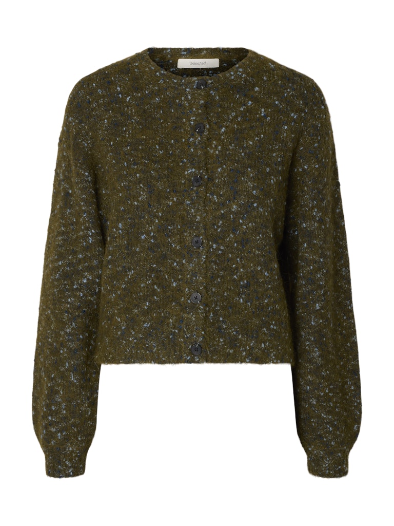 SLWKAT LS Knit Short Cardigan, Fir Green Navy and Light Blue
