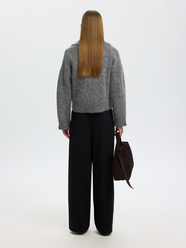 SLWANJULI LS Knit Half Zip, Medium Grey Melange