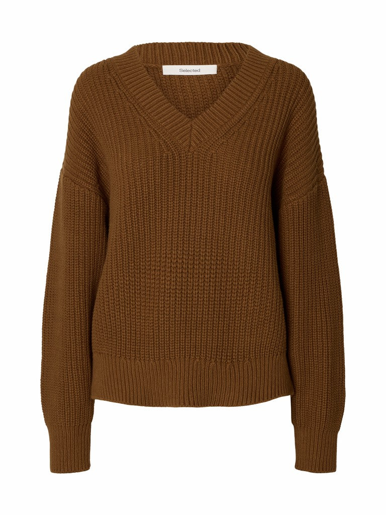 SLWSELMA SUS LS Knit V-Neck, Monks Robe