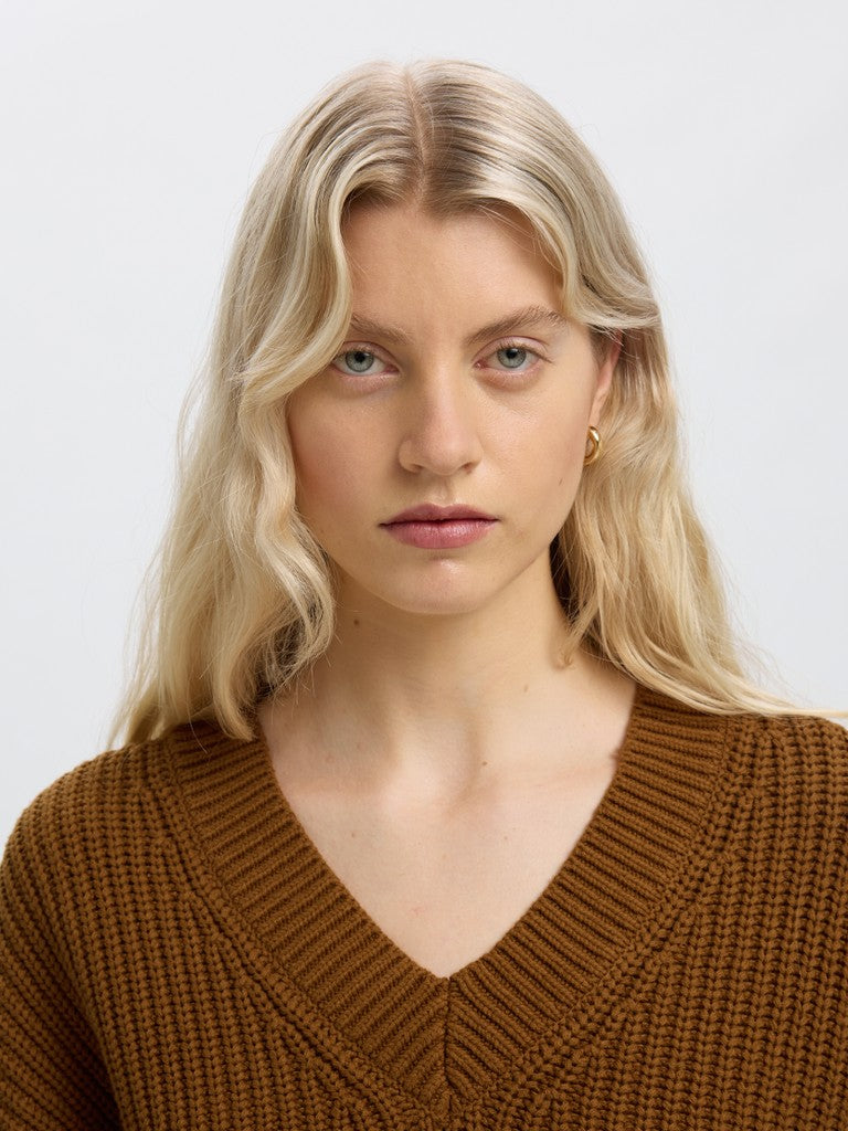 SLWSELMA SUS LS Knit V-Neck, Monks Robe