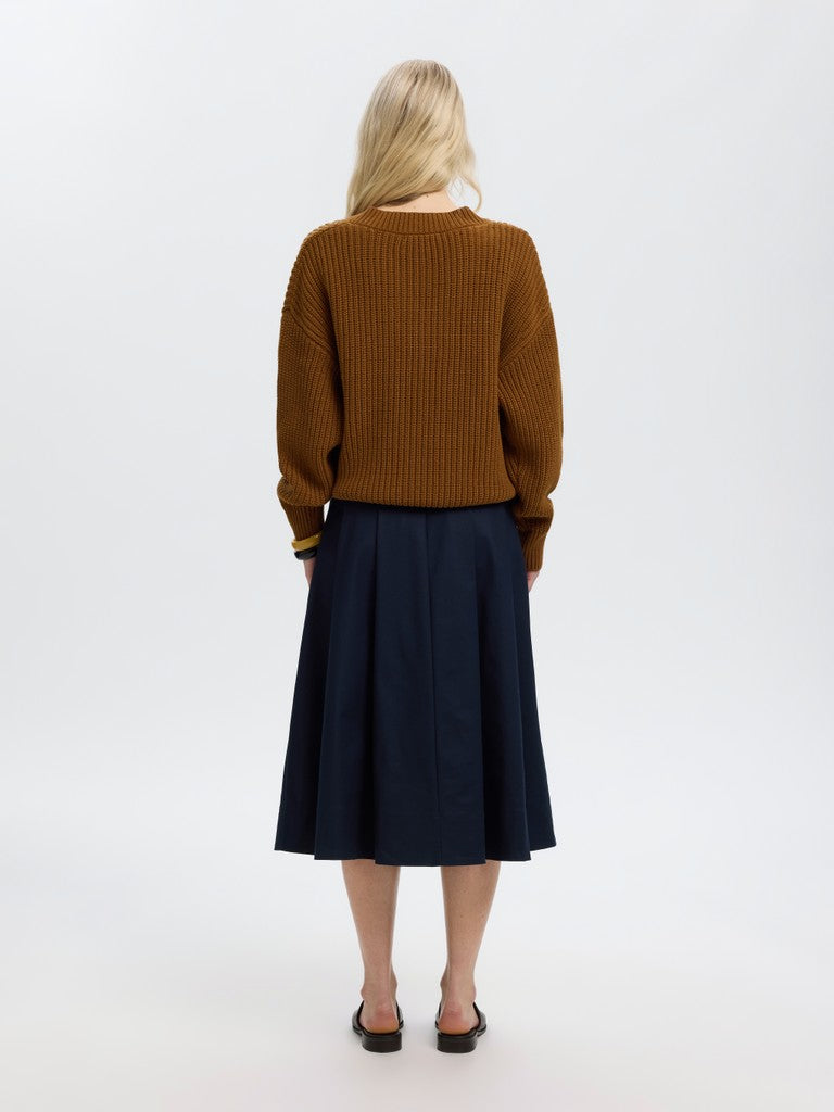 SLWSELMA SUS LS Knit V-Neck, Monks Robe