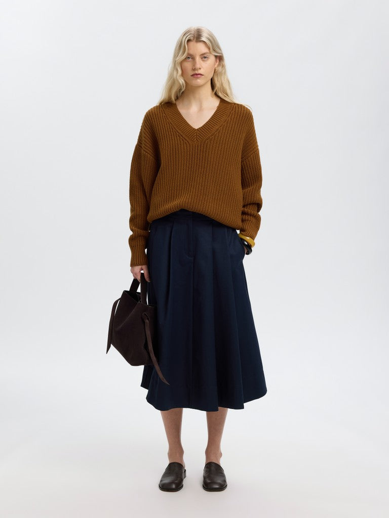 SLWSELMA SUS LS Knit V-Neck, Monks Robe