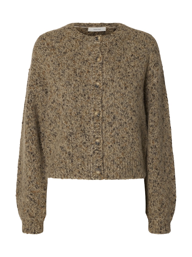 SLWKAT LS Knit Short Cardigan, Travertine Delicioso and Toffee