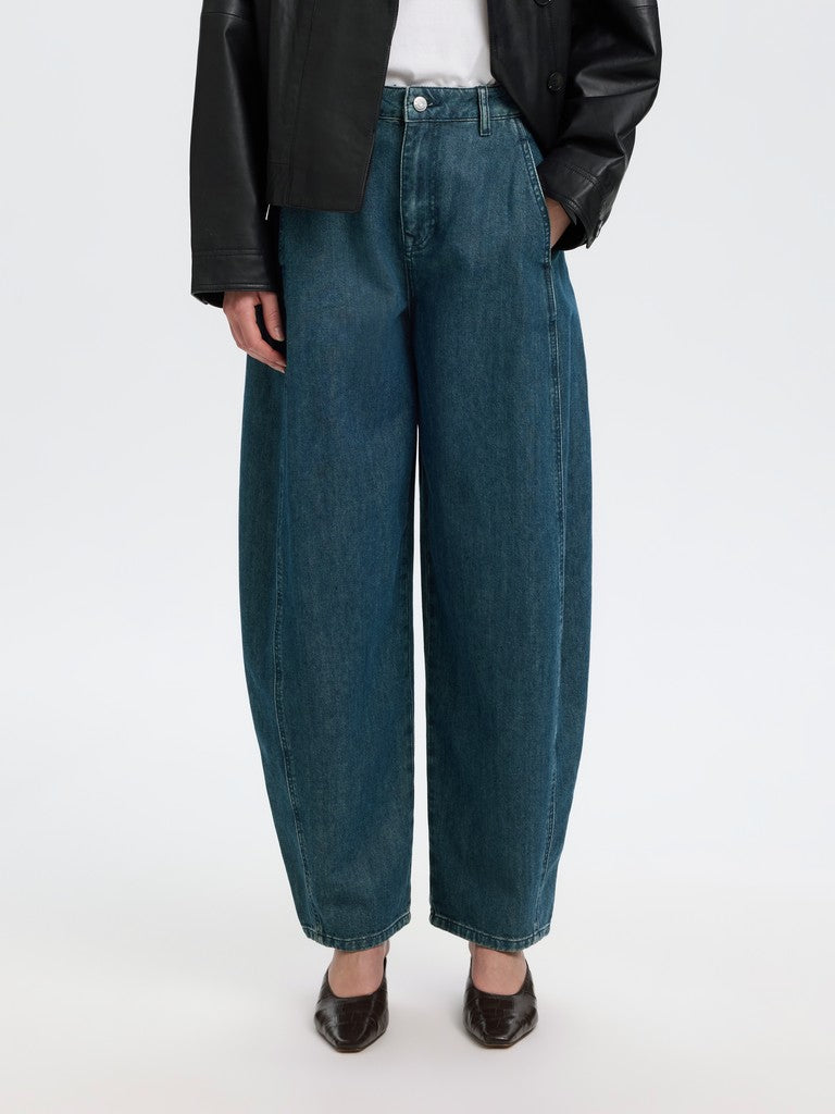 SLWBARREL Relaxed Belle HW Jeans, Medium Blue Denim