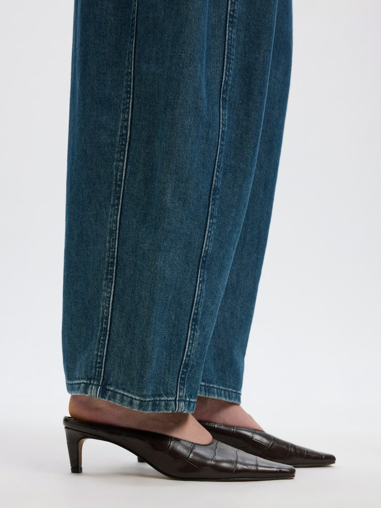 SLWBARREL Relaxed Belle HW Jeans, Medium Blue Denim